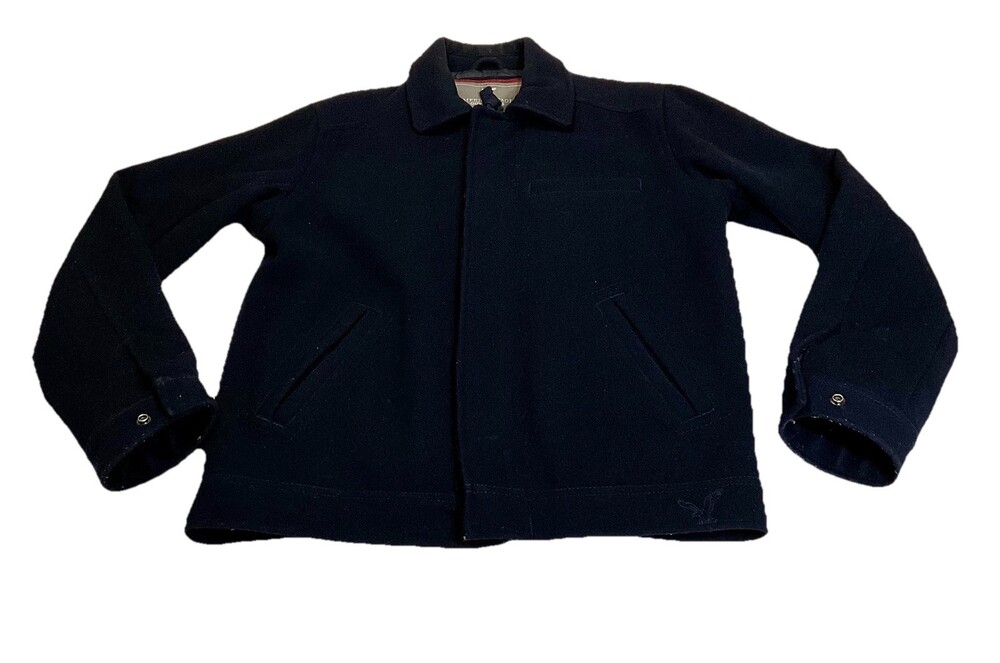 American Eagle Outfitters Vintage 90% Wool Bomber Jacket Navy Blue Mens Size M